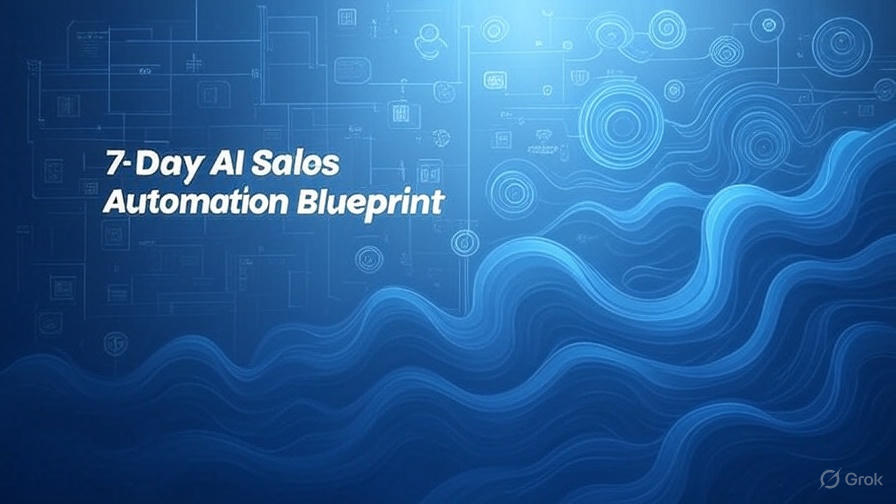 Hero banner for '7-Day AI Sales Blueprint' with blue waves and AI graphics